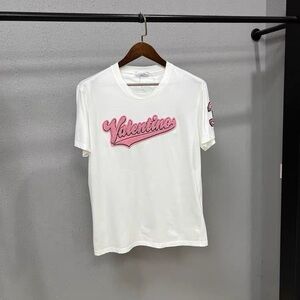 🚩steal Authentic Valentino White T-Shirt with Pink Logo